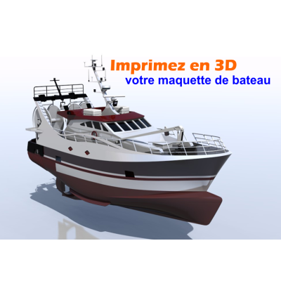 Chalutier Hauturier breton de 21,50 m - Echelle : 1/25 - Fichiers STL